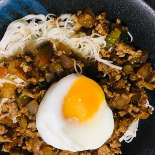 肉そぼろそうめん♪野菜のみじん切り